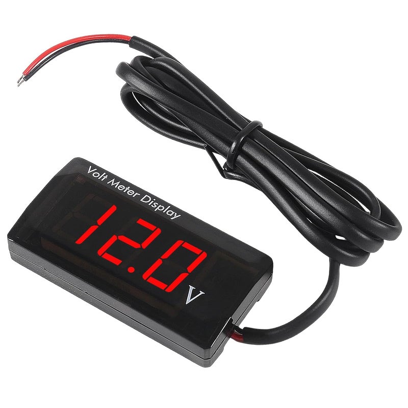 XIITIA DC 12V Car Digital Voltmeter LED Display DC 5-28V Voltage Volt Meter Waterproof Gauge for Car Motorcycle (Red) - Image 1